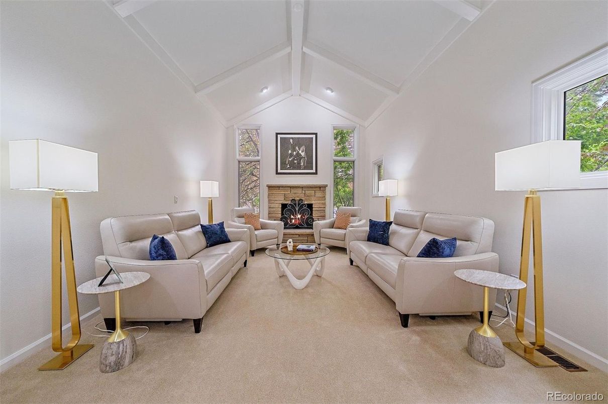 Fireplace, Interior, Living room, Recessed Lighting