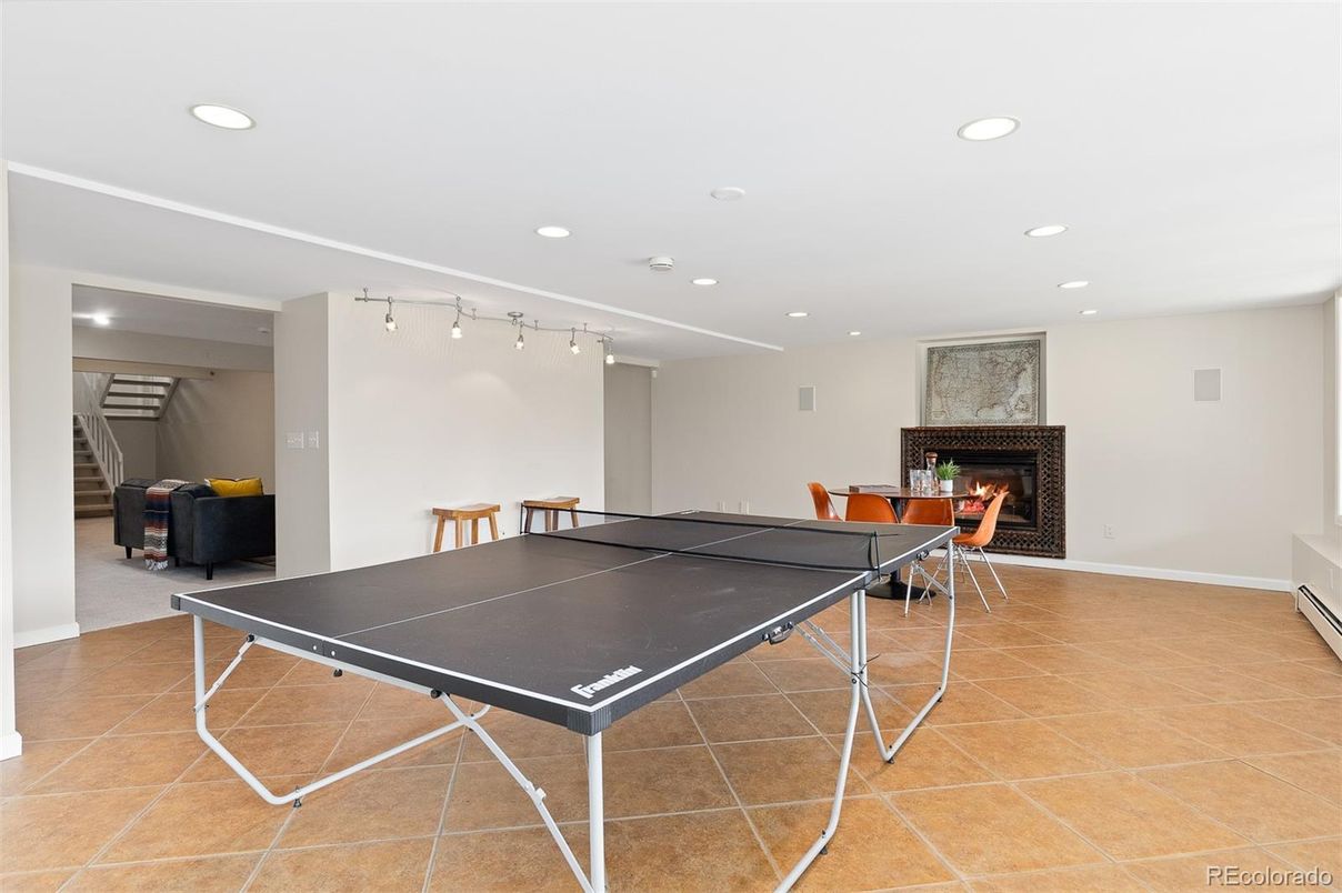 Fireplace, Game Room, Interior, Recessed Lighting