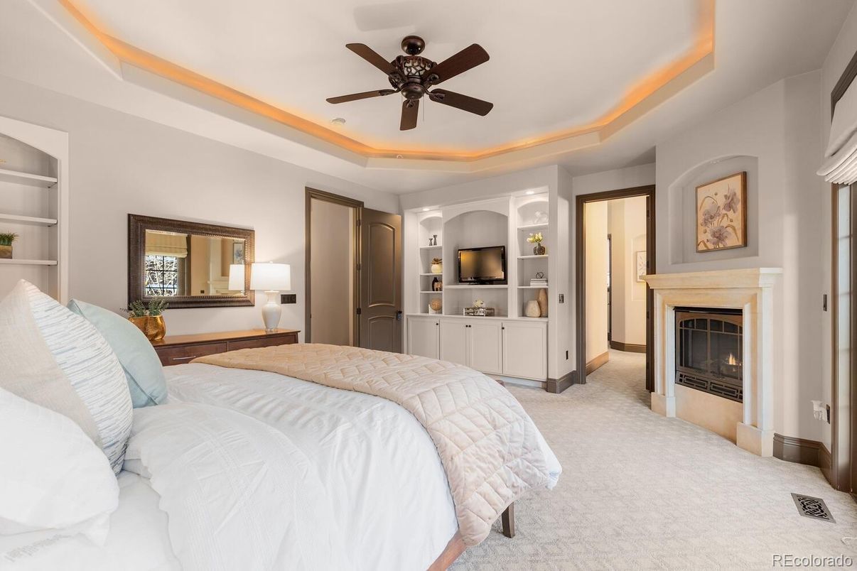 Bedroom, Fireplace, Interior