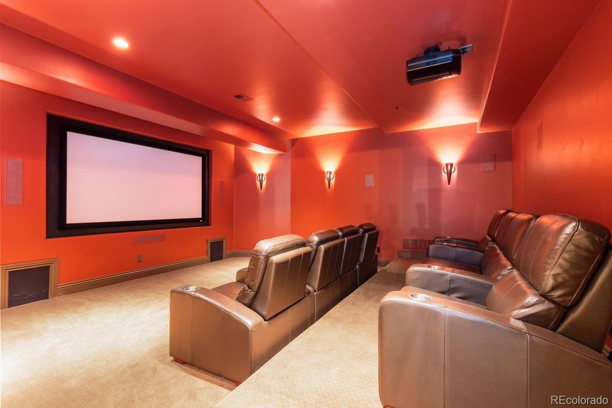Home Theatre Room, Interior, Projection Screen, Recessed Lighting, Theatre Room