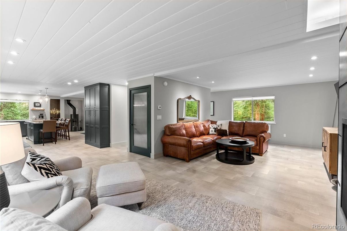 Dining room, Interior, Kitchen, Living room, Pendant Lights, Recessed Lighting, Wood Texture Flooring