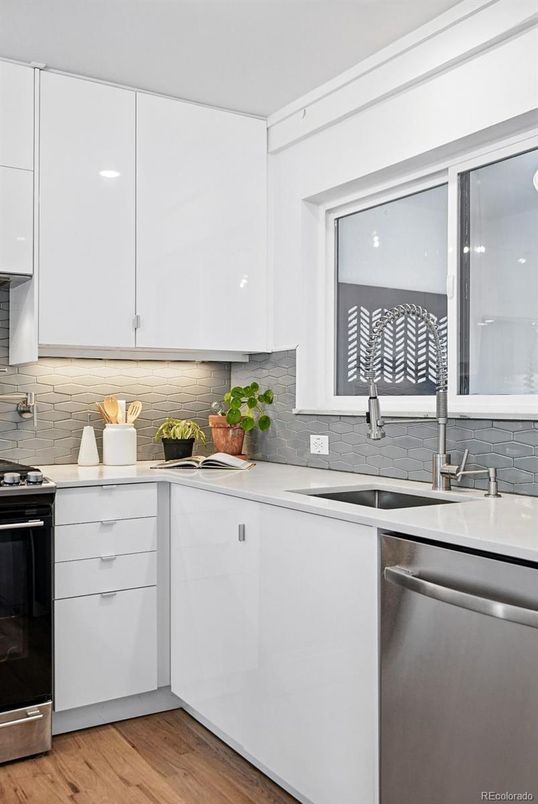 Interior, Kitchen, Stainless Steel Appliances, Wood Texture Flooring
