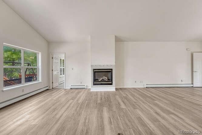 Empty room, Fireplace, Interior, Wood Texture Flooring