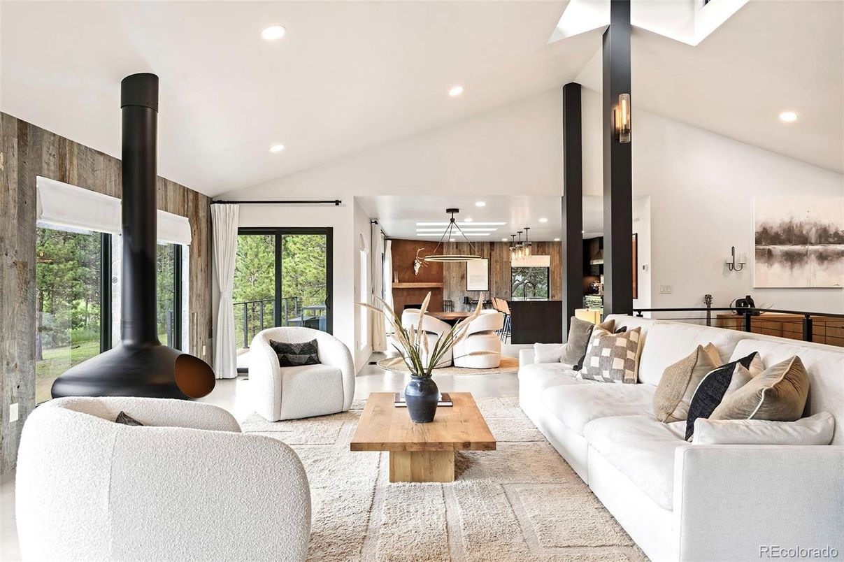 Fireplace, Interior, Living room, Pendant Lights, Recessed Lighting