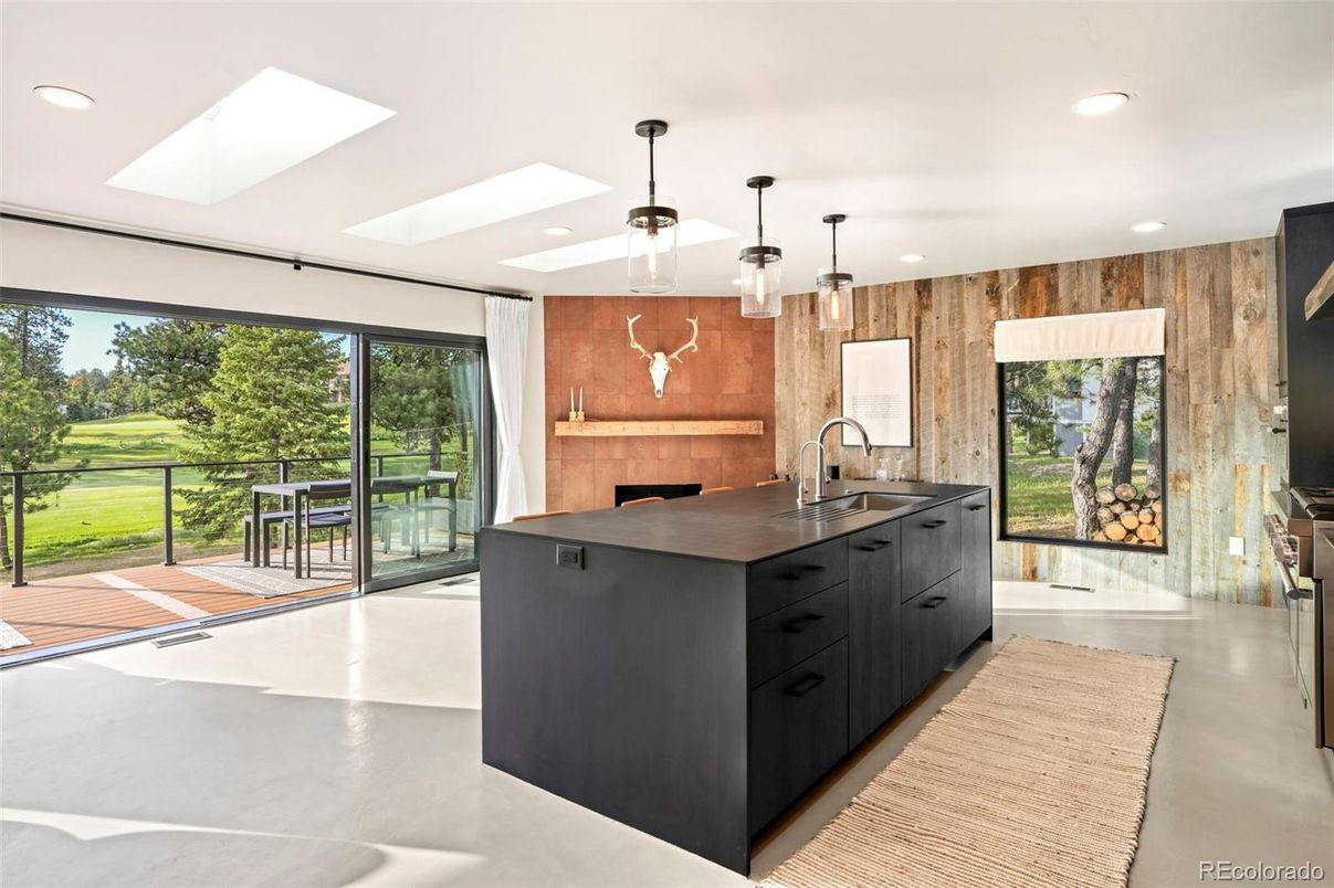 Interior, Kitchen, Pendant Lights, Recessed Lighting, Wooden Walls