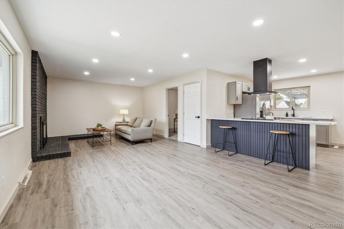 Interior, Kitchen, Recessed Lighting, Wood Texture Flooring