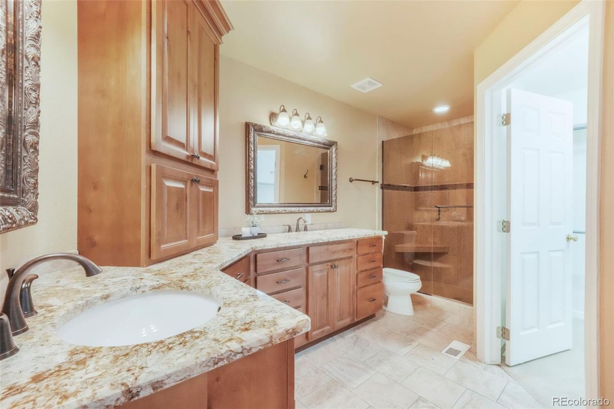 Bathroom, Dual Sink Vanities, Glass Shower, Interior, Recessed Lighting