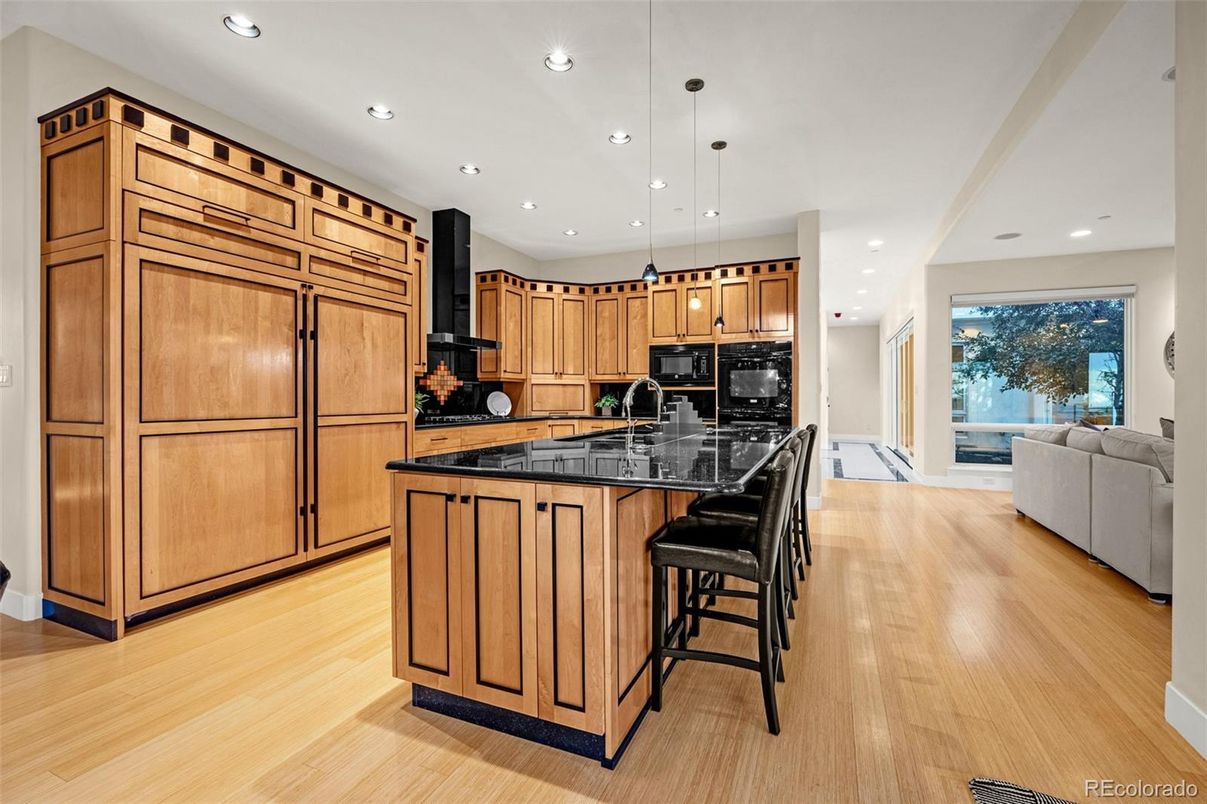 Interior, Kitchen, Pendant Lights, Recessed Lighting, Wood Texture Flooring