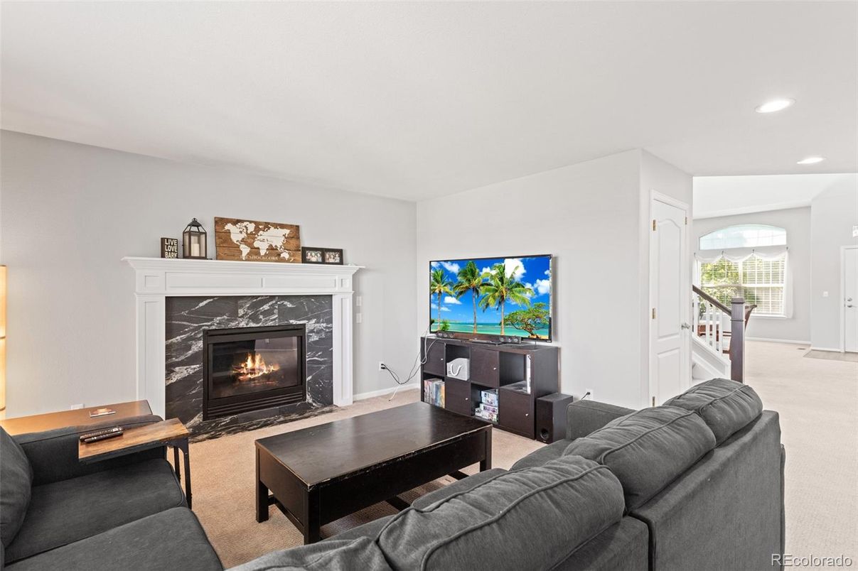 Fireplace, Interior, Living room, Recessed Lighting