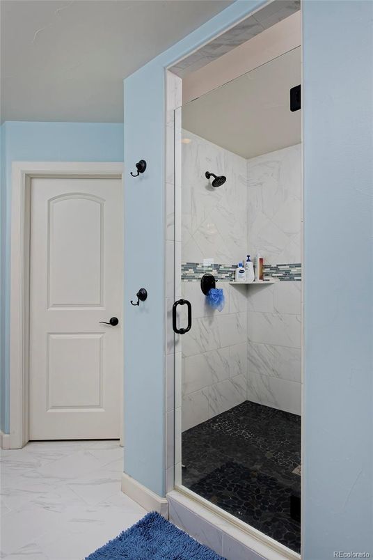 Bathroom, Glass Shower, Interior, Marble, Marble Walls