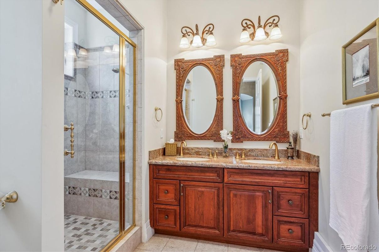 Bathroom, Dual Sink Vanities, Glass Shower, Interior