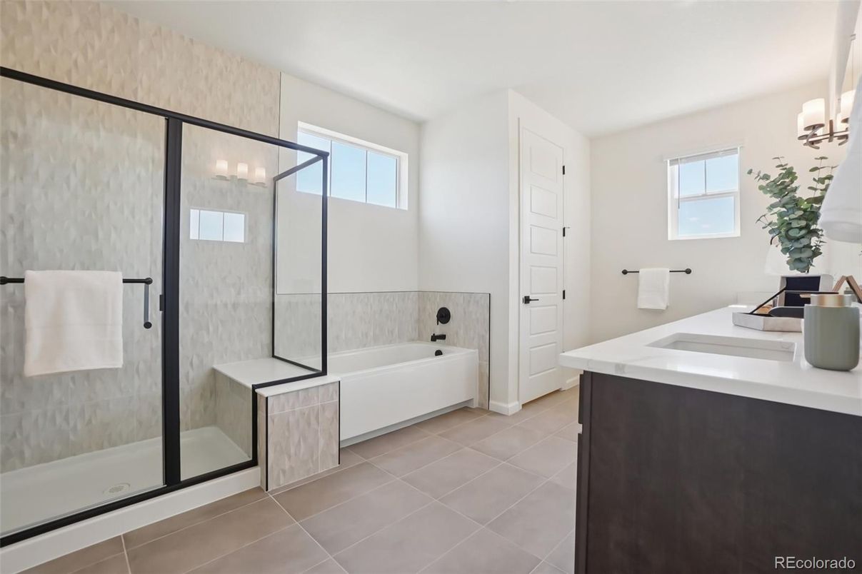 Bathroom, Dual Sink Vanities, Glass Shower, Interior