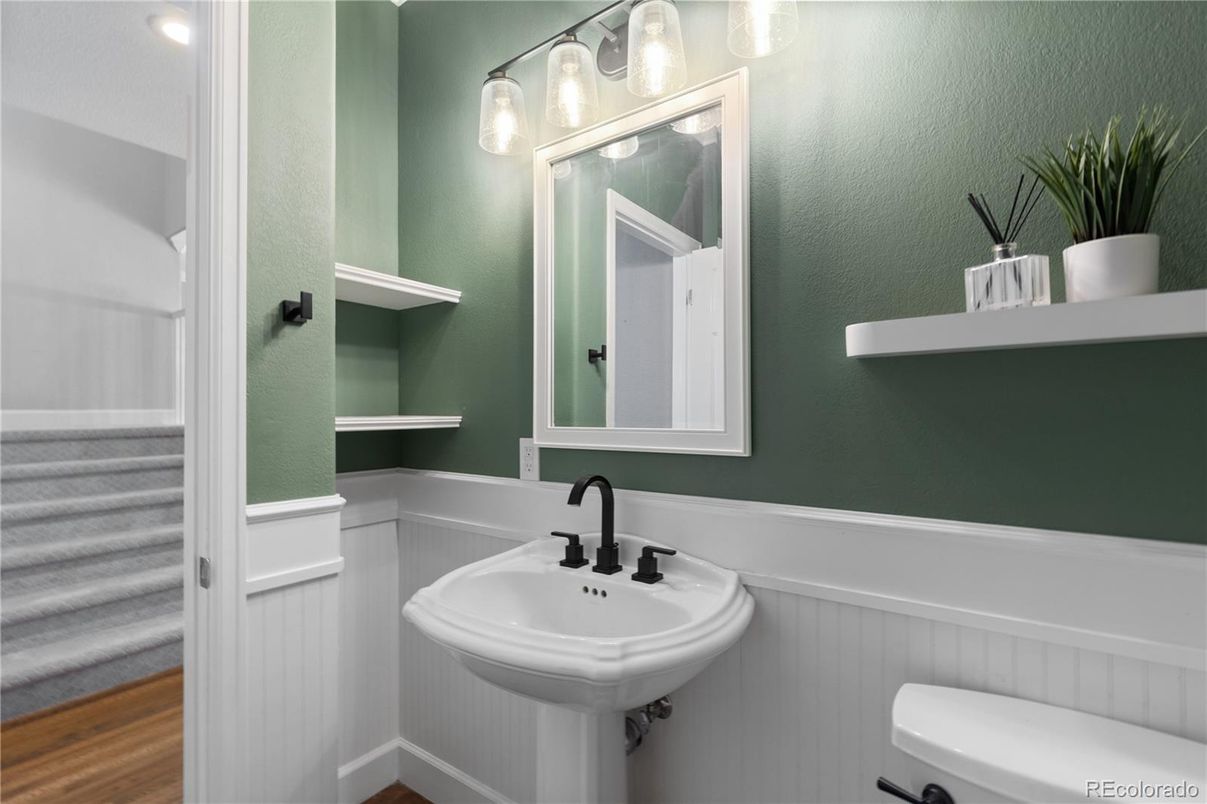 Bathroom, Interior, Recessed Lighting, Wood Texture Flooring