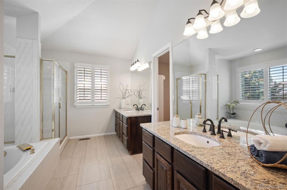 Bathroom, Dual Sink Vanities, Glass Shower, Interior, Recessed Lighting