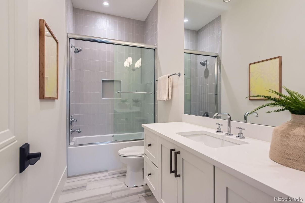 Bathroom, Glass Shower, Interior, Marble, Recessed Lighting