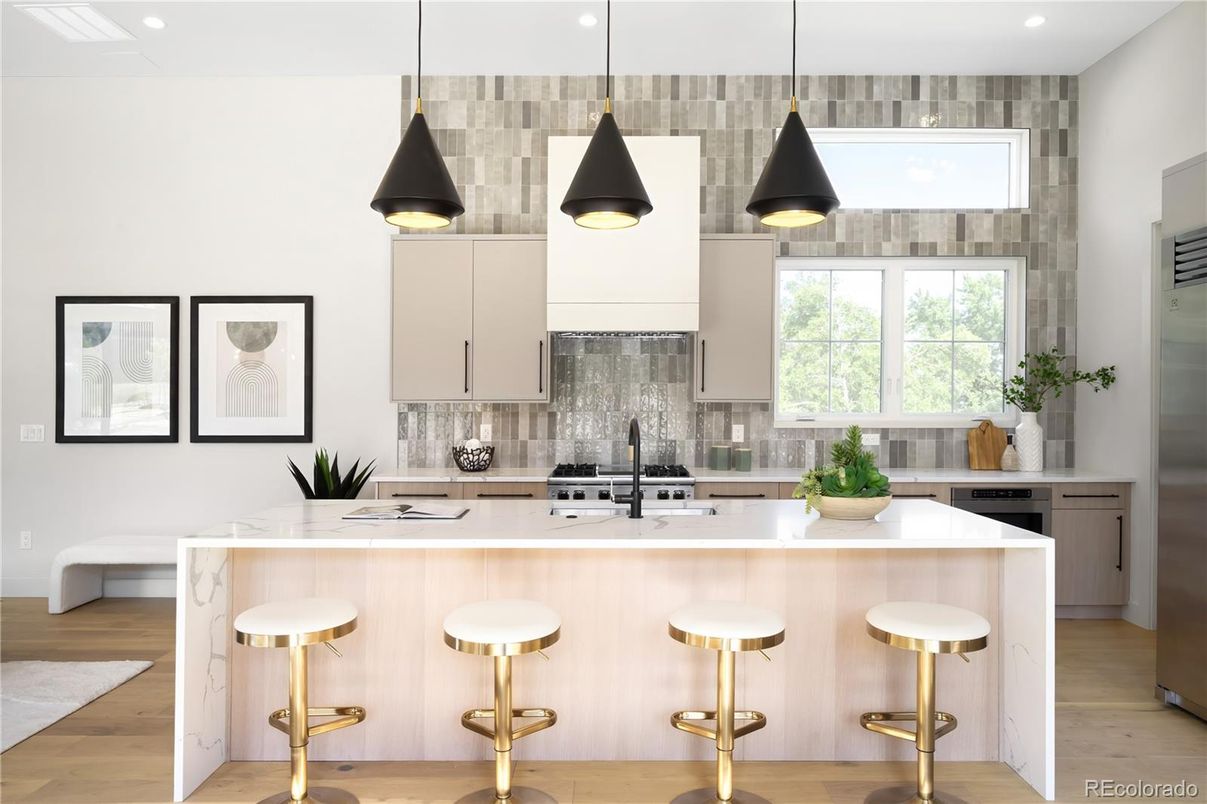 Interior, Kitchen, Pendant Lights, Recessed Lighting, Wood Texture Flooring