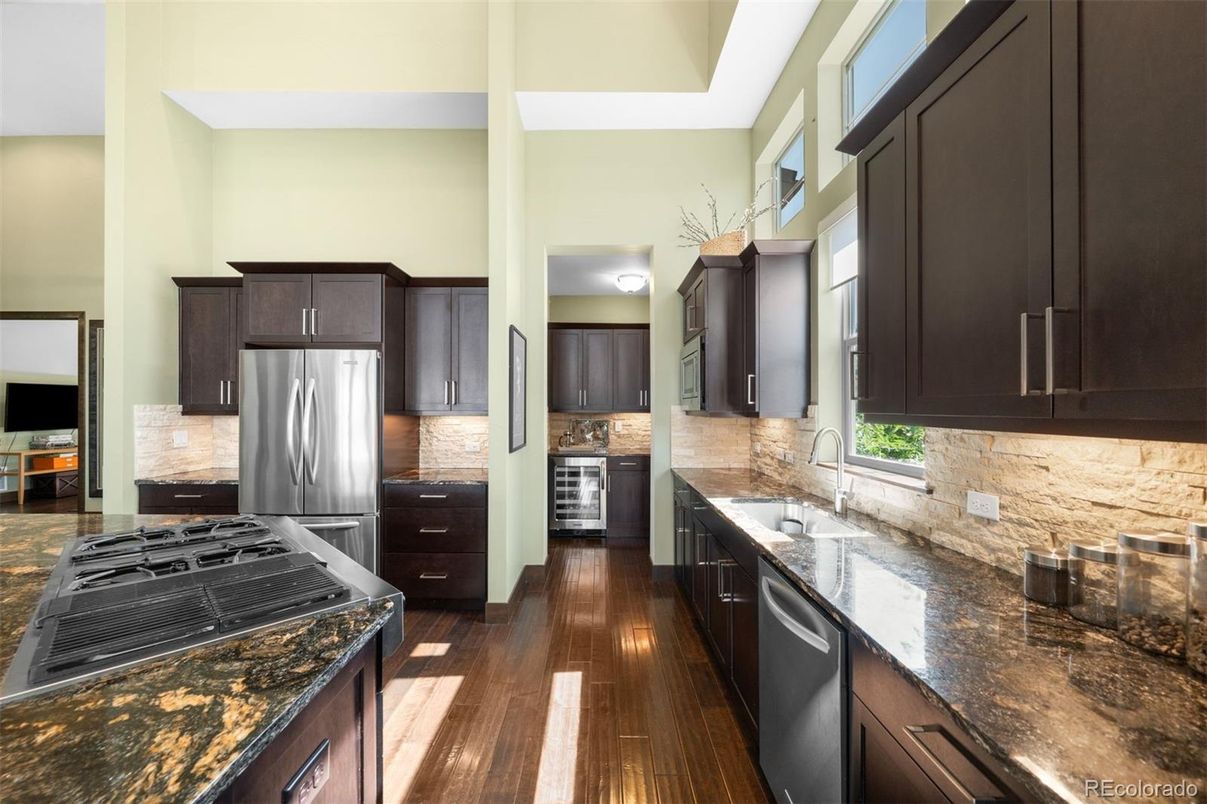 Interior, Kitchen, Stainless Steel Appliances, Wood Texture Flooring