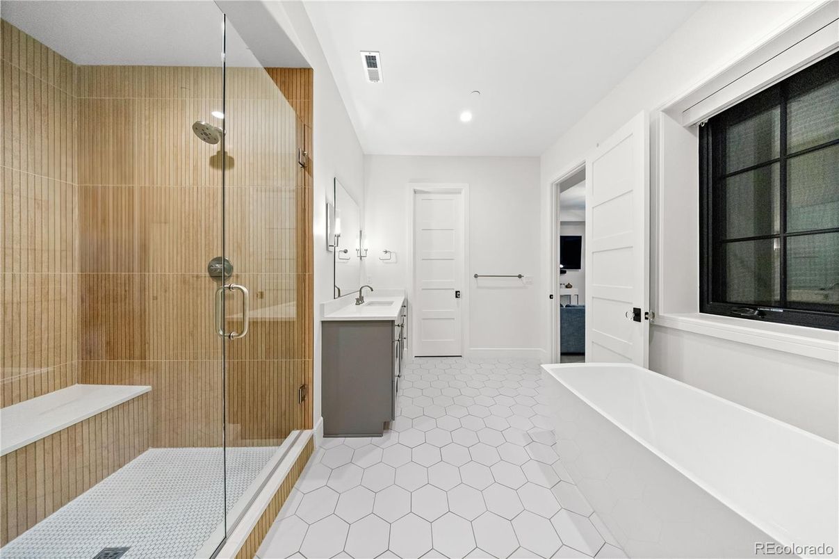 Bathroom, Glass Shower, Interior, Recessed Lighting