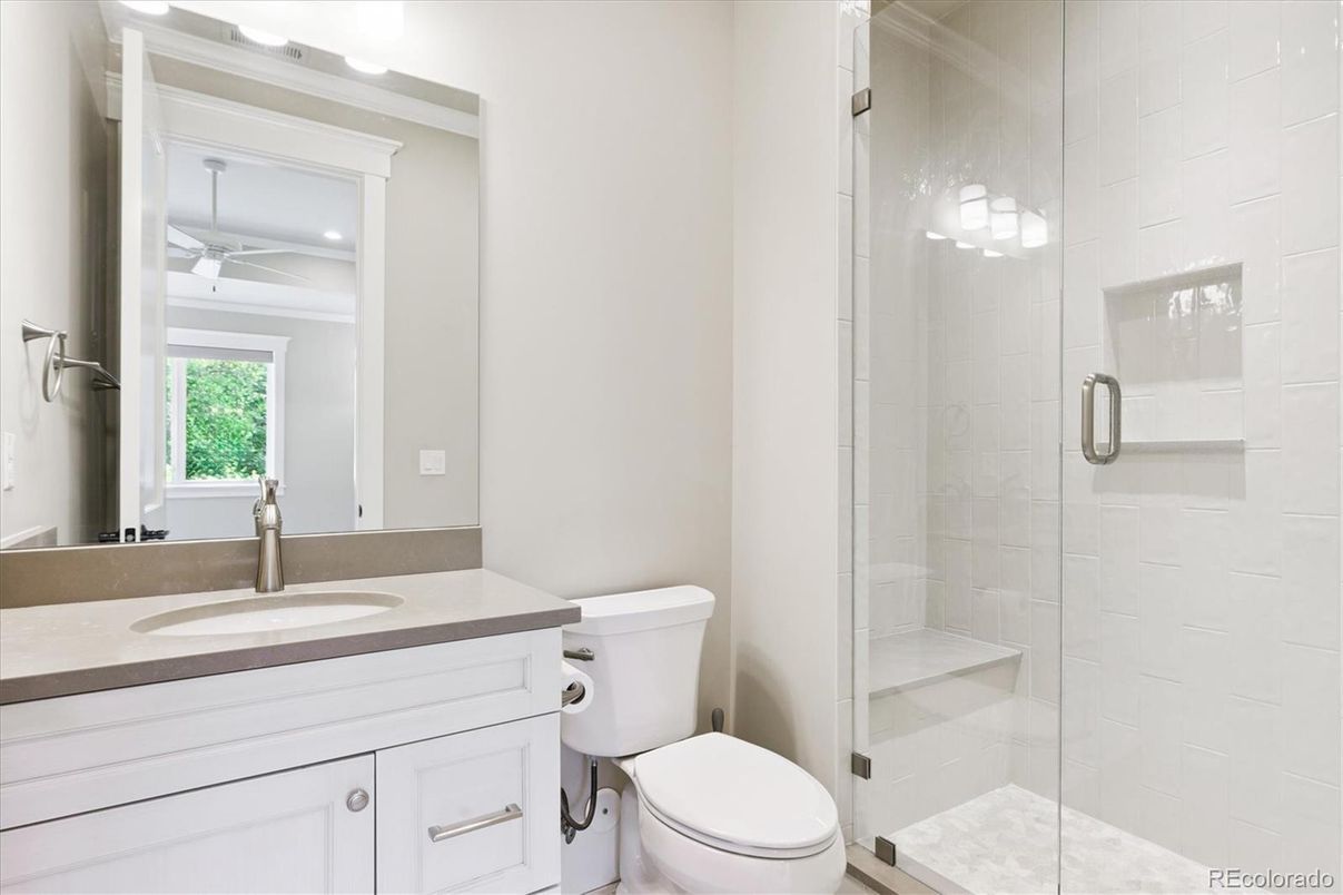 Bathroom, Glass Shower, Interior, Recessed Lighting