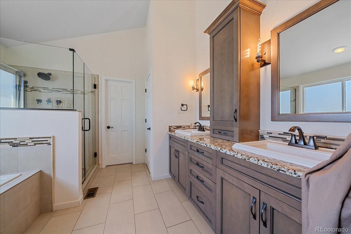 Bathroom, Dual Sink Vanities, Glass Shower, Interior, Recessed Lighting