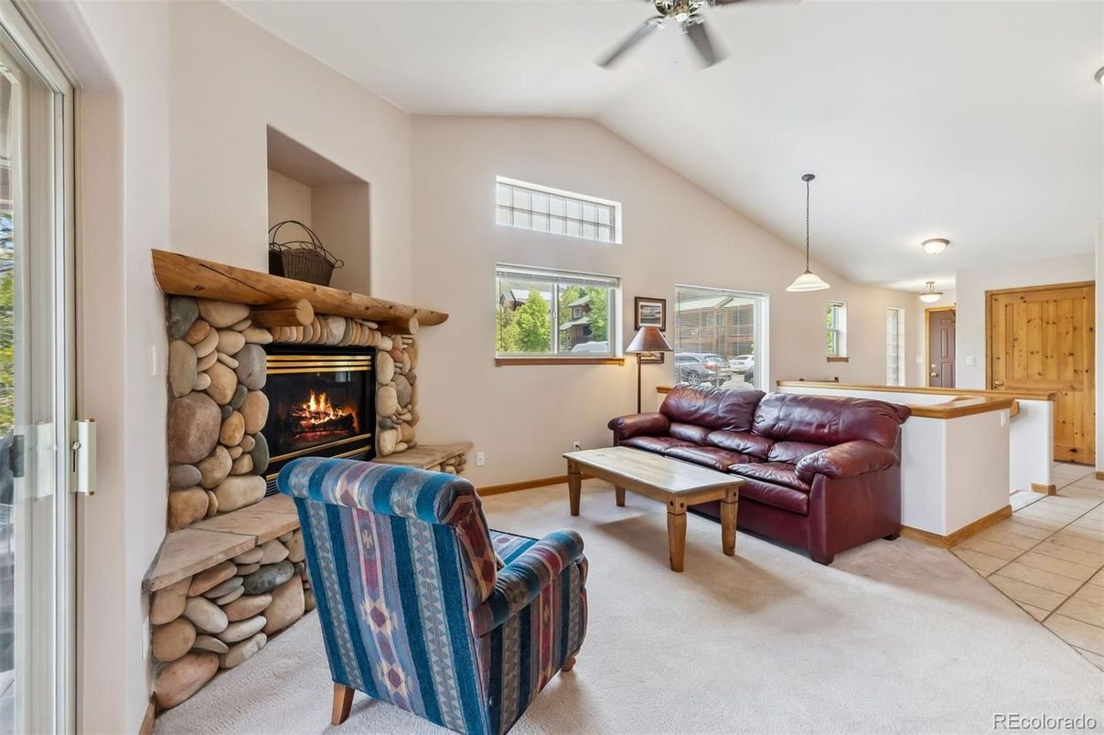 Fireplace, Interior, Living room, Pendant Lights