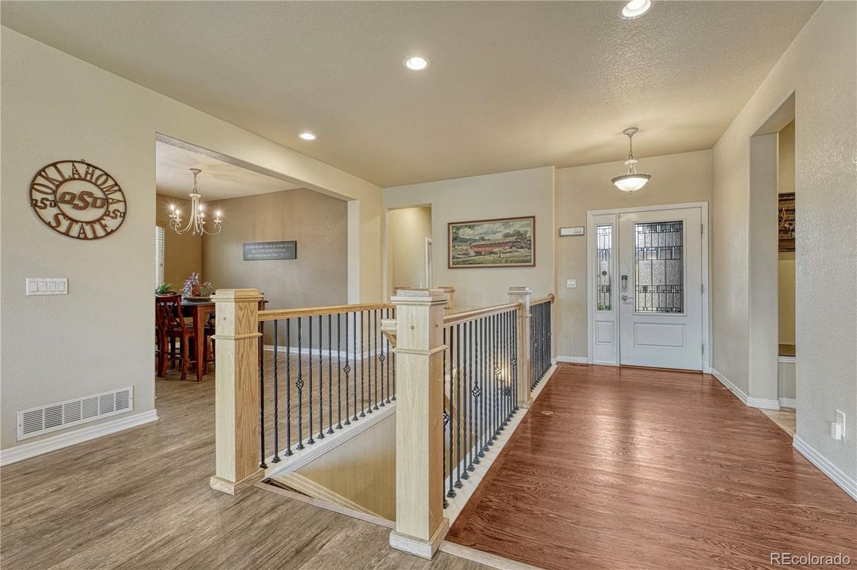 Chandelier, Interior, Recessed Lighting, Wood Texture Flooring