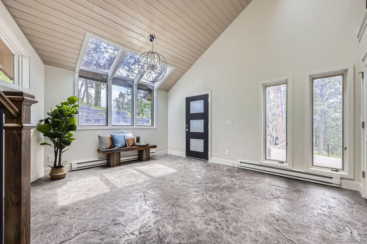Chandelier, Interior, Pendant Lights, Sun Room, Wood Texture Flooring