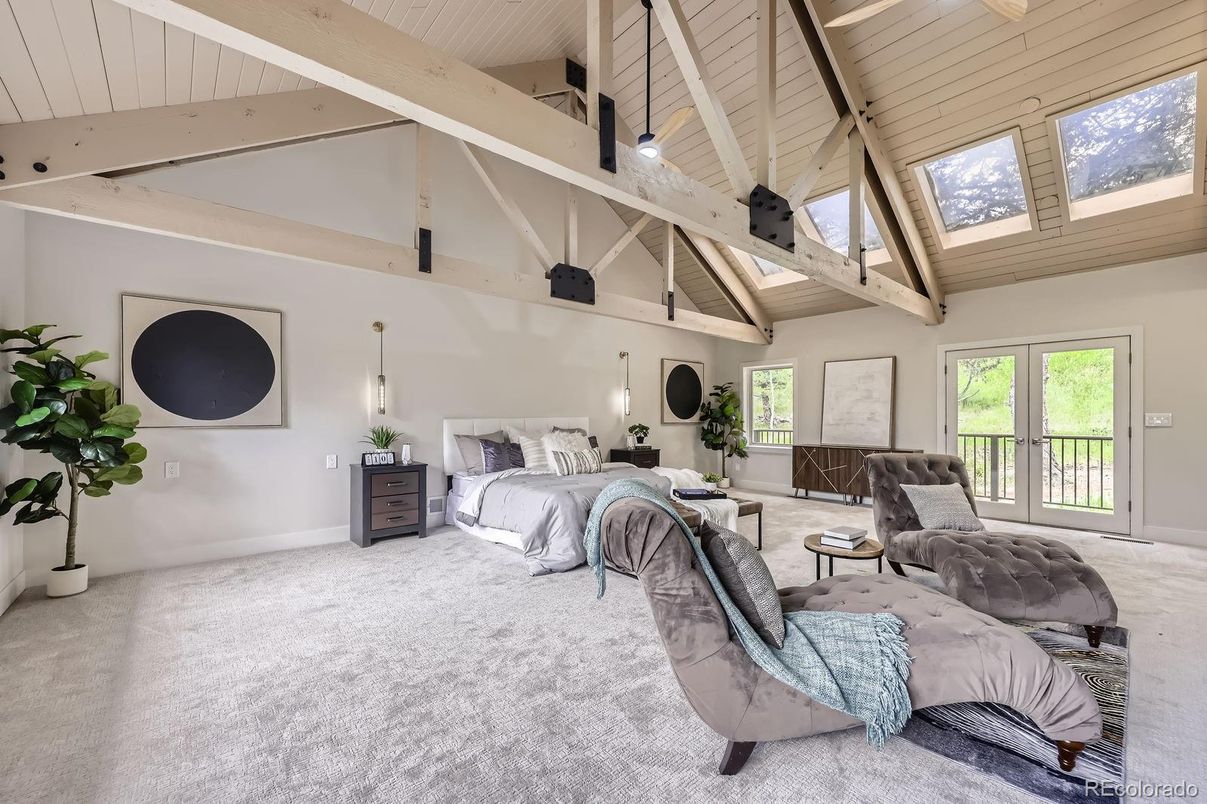 Bedroom, Interior, Pendant Lights, Wooden Beams, Wooden Ceilings