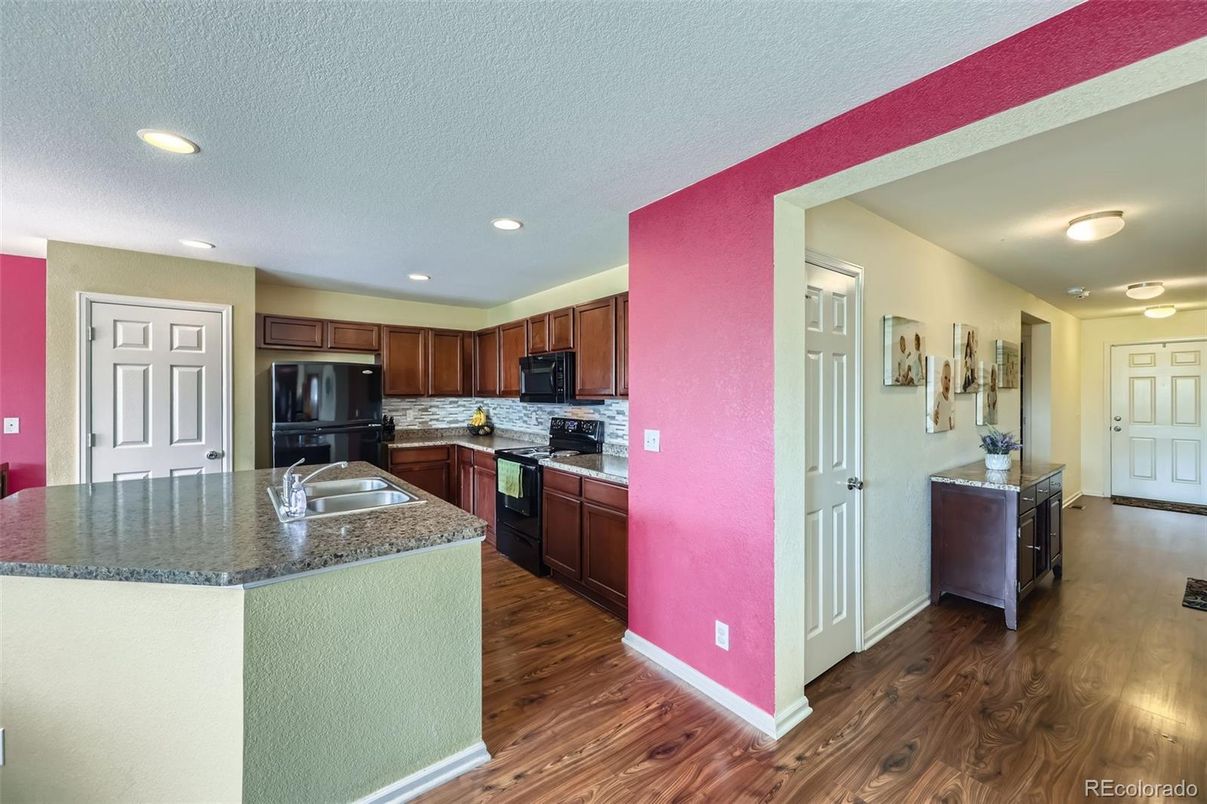 Interior, Kitchen, Recessed Lighting, Wood Texture Flooring