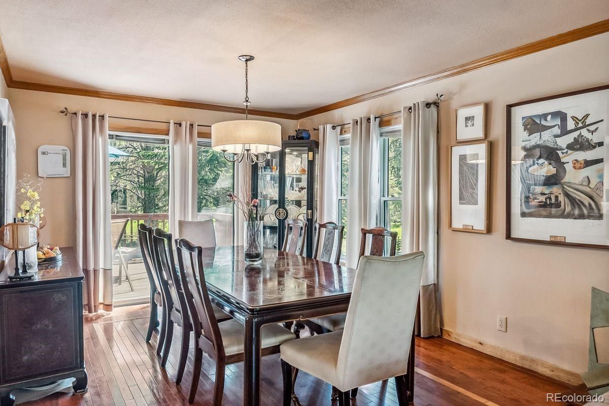 Chandelier, Dining room, Interior, Wood Texture Flooring