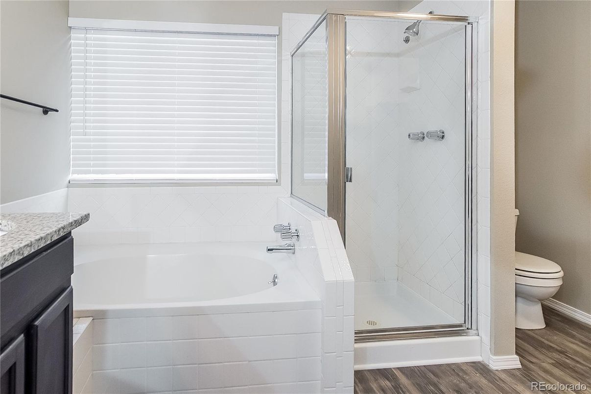 Bathroom, Glass Shower, Interior, Wood Texture Flooring