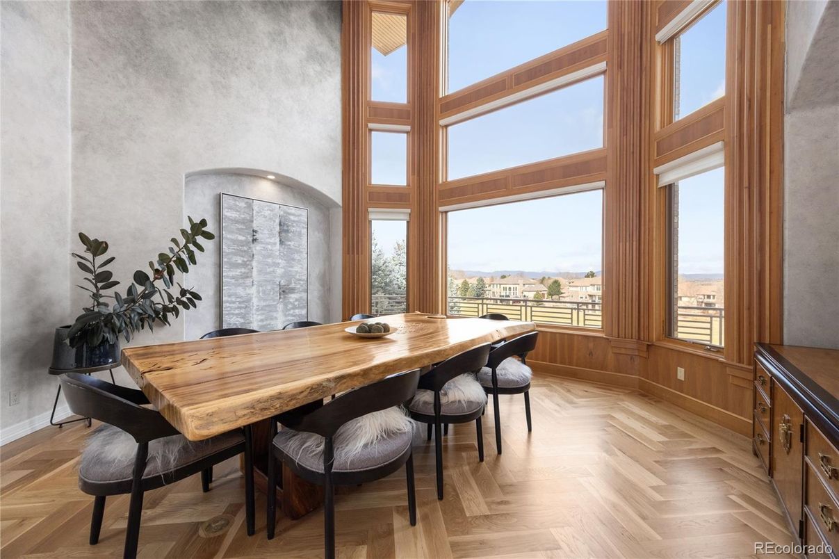 Dining room, Interior, Wood Texture Flooring