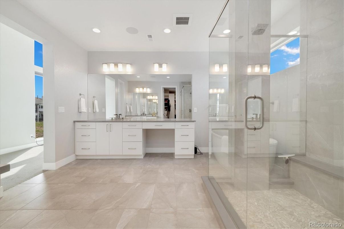 Bathroom, Glass Shower, Interior, Recessed Lighting