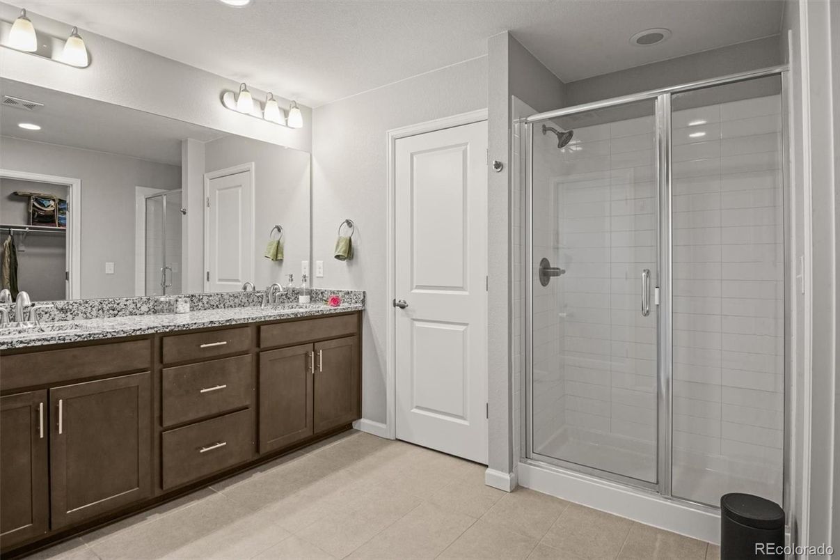 Bathroom, Dual Sink Vanities, Glass Shower, Interior, Recessed Lighting