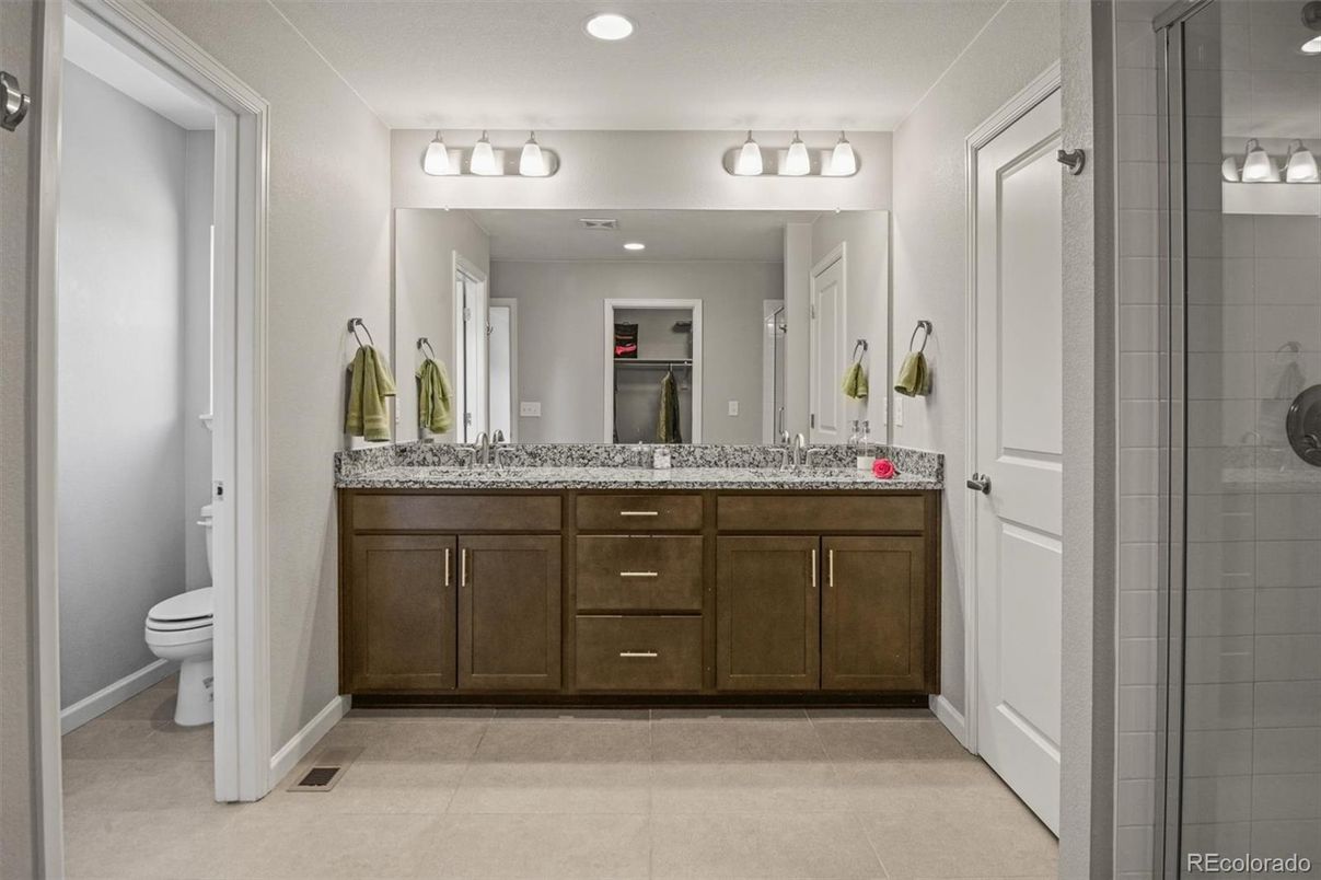 Bathroom, Dual Sink Vanities, Glass Shower, Interior