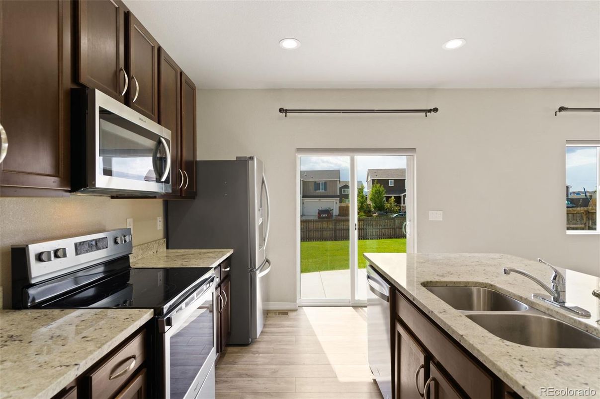 Interior, Kitchen, Recessed Lighting, Wood Texture Flooring