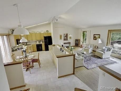 Dining room, Interior, Kitchen, Living room, Pendant Lights, Stainless Steel Appliances