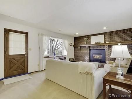 Fireplace, Interior, Living room, Recessed Lighting, Stone Walls