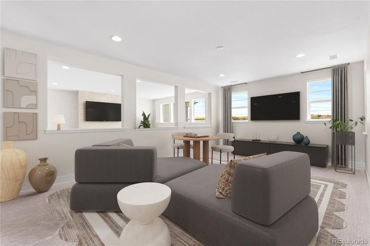 Interior, Living room, Recessed Lighting