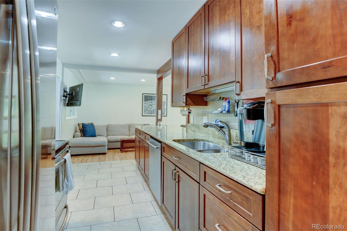 Interior, Kitchen, Living room, Recessed Lighting, Wood Texture Flooring