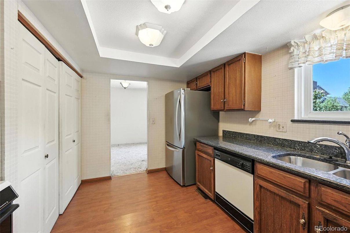 Interior, Kitchen, Wood Texture Flooring