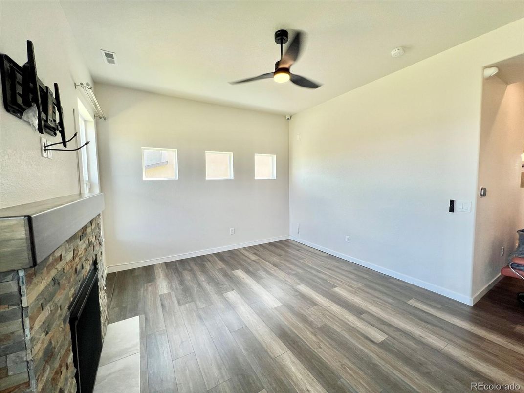 Empty room, Fireplace, Interior, Wood Texture Flooring