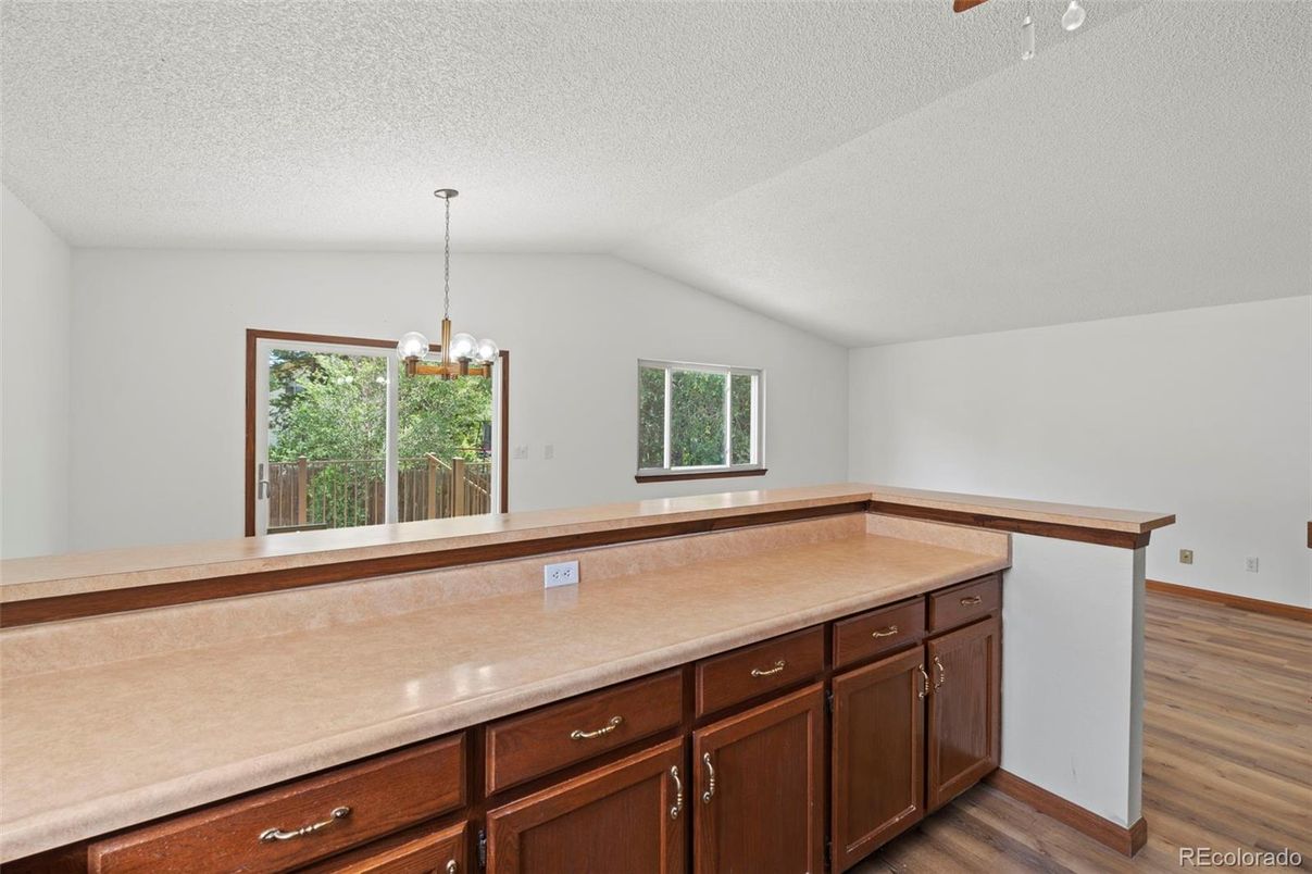 Chandelier, Empty room, Interior, Pendant Lights, Wood Texture Flooring