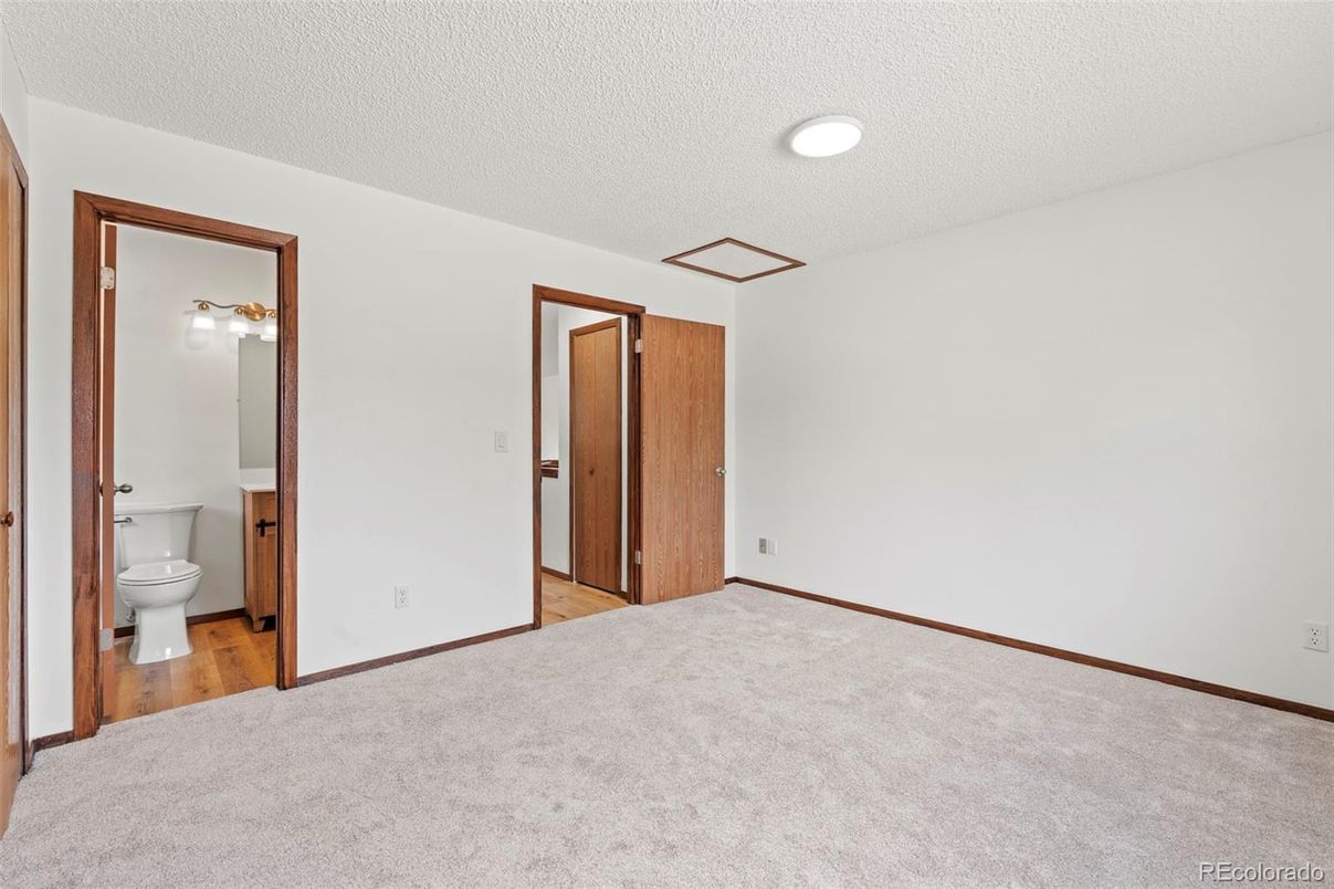 Bathroom, Empty room, Interior, Recessed Lighting, Wood Texture Flooring