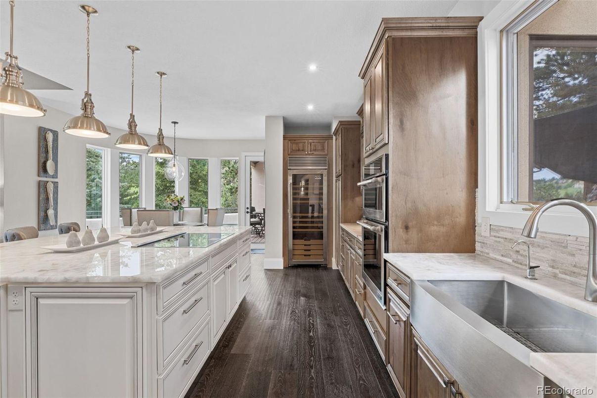 Interior, Kitchen, Pendant Lights, Recessed Lighting, Wood Texture Flooring