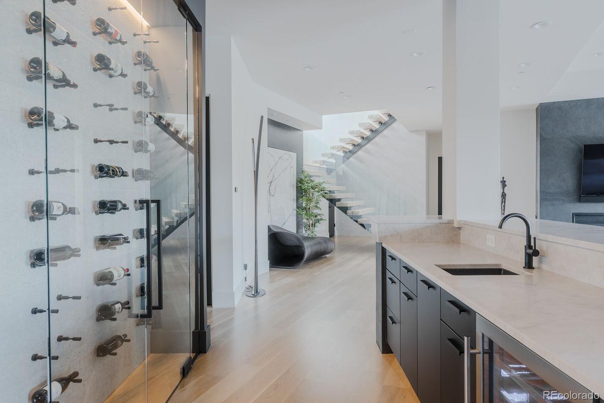 Interior, Kitchen, Wine Storage, Wood Texture Flooring