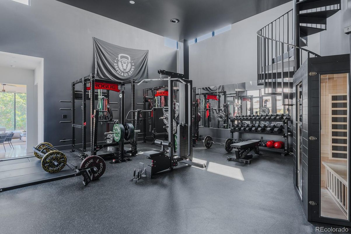 Fitness Equipment, Gym, Interior, Recessed Lighting