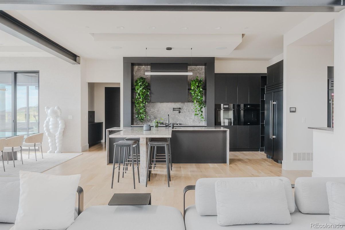 Dining room, Interior, Kitchen, Recessed Lighting, Stainless Steel Appliances, Wood Texture Flooring