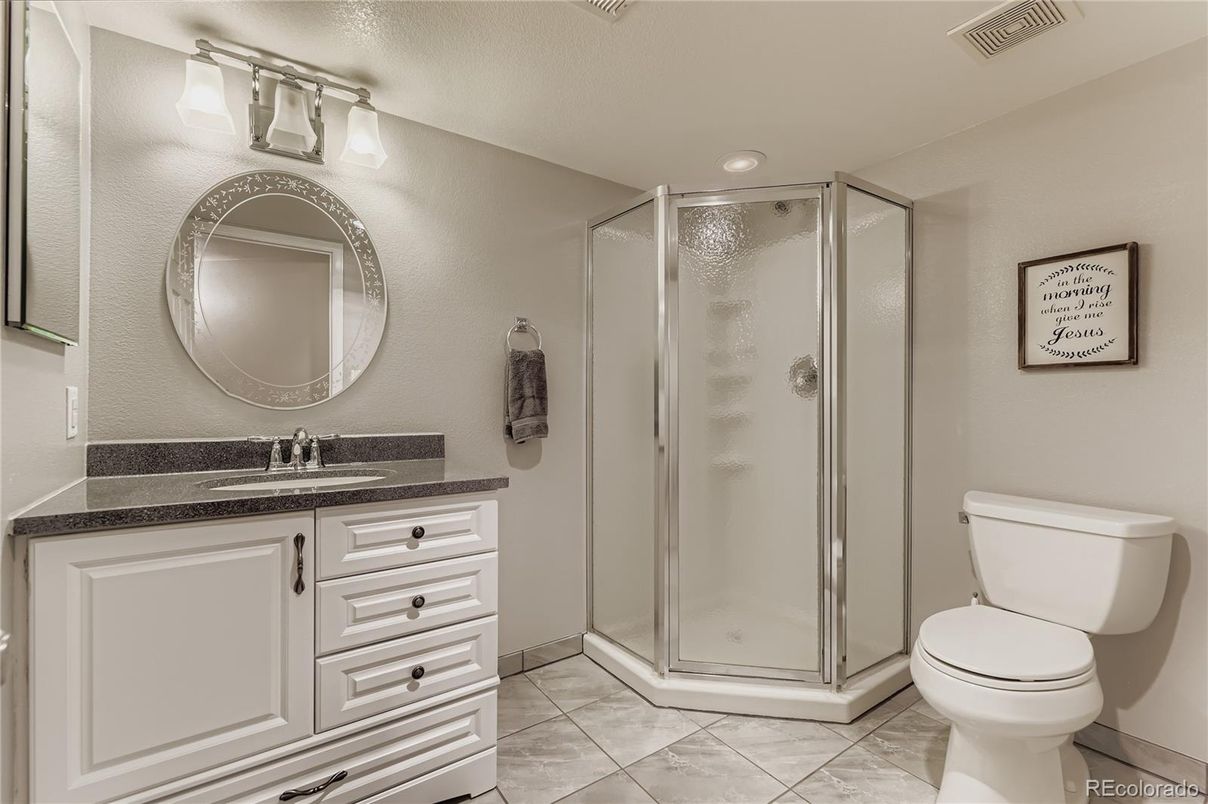 Bathroom, Glass Shower, Interior, Recessed Lighting