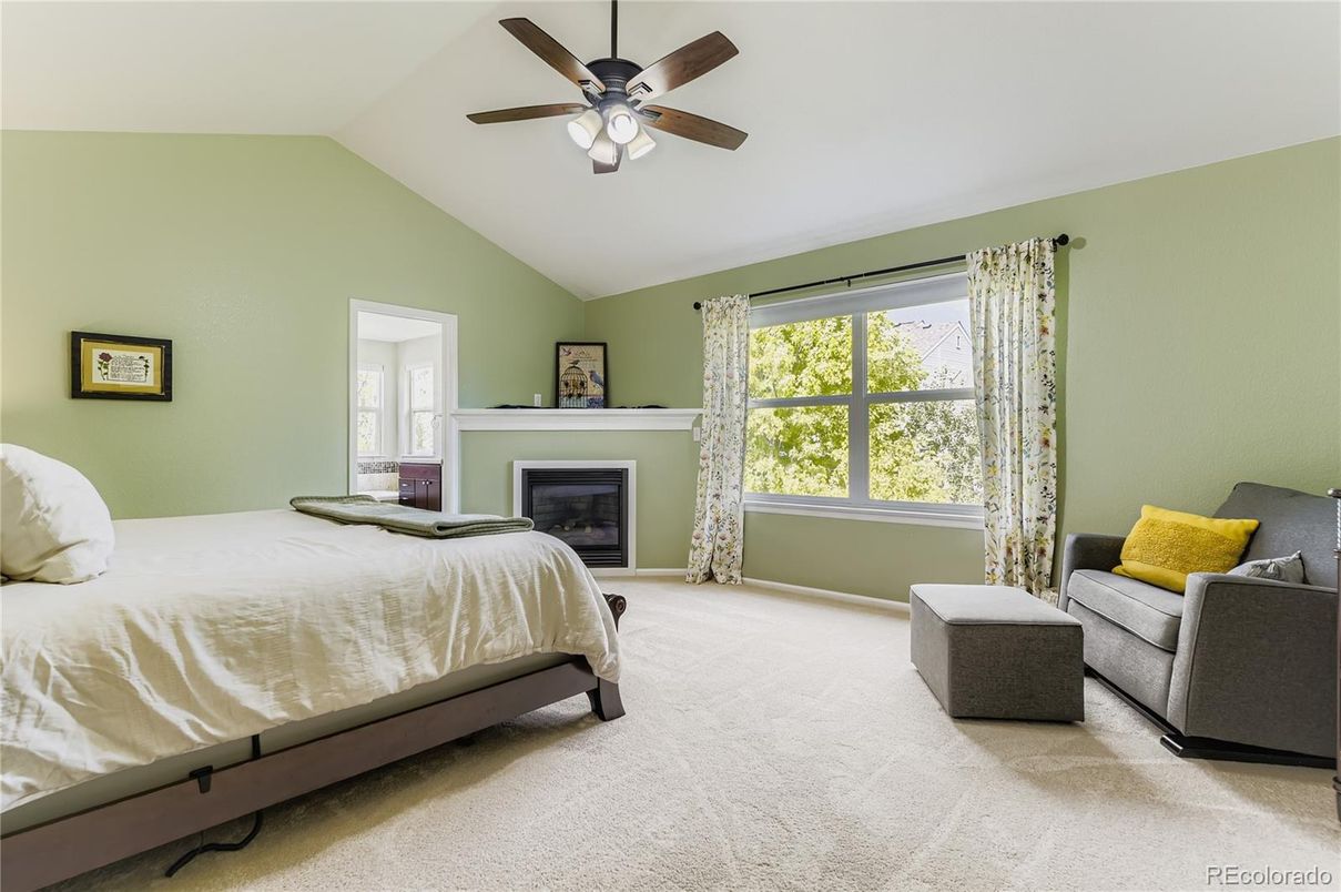 Bedroom, Fireplace, Interior